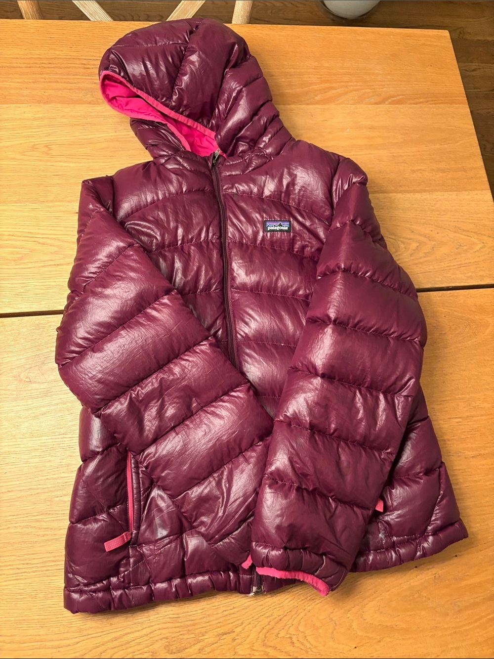 Patagonia Kids Puffer Jacket - Plum with Pink Lining
